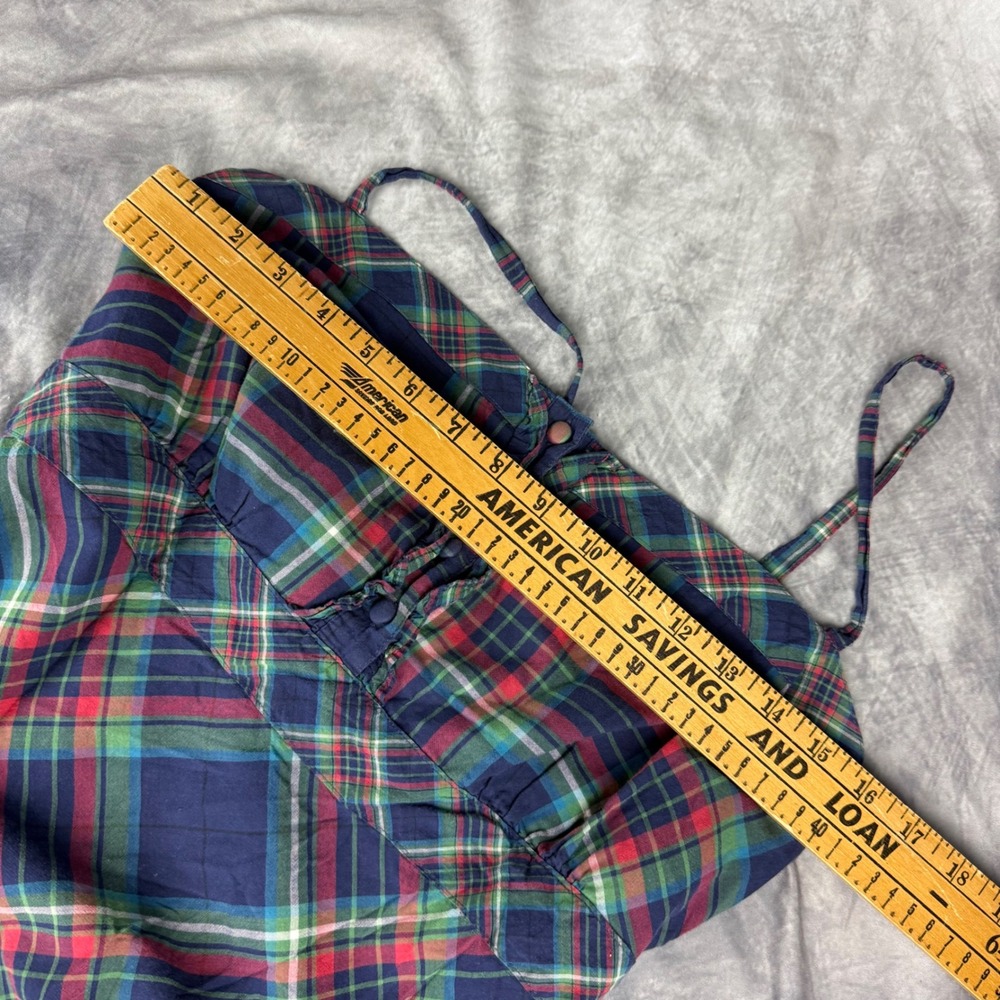 Arizona Jean Company Plaid Camisole Y2K Top XL Blue Red Green Cotton Tie Back - Picture 6 of 9